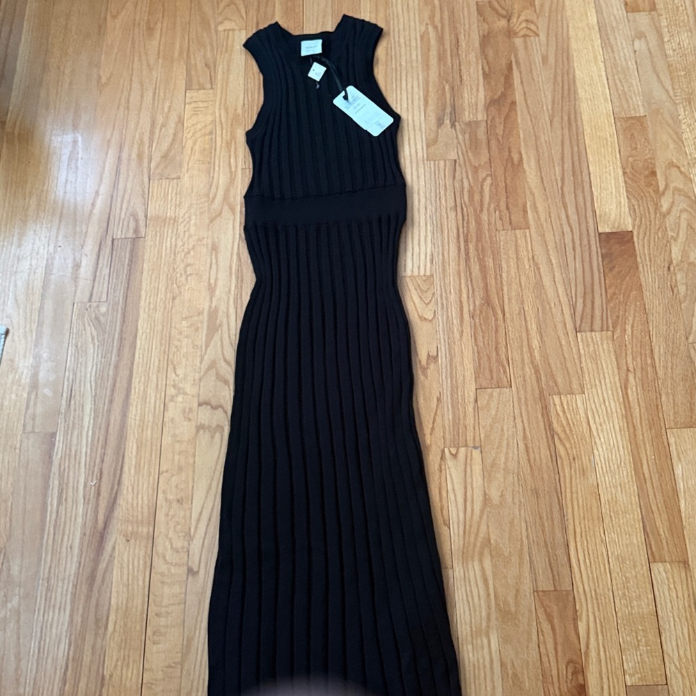 VARLEY Black Florian Knit Midi Dress  S 100% Cotton - Picture 3 of 6